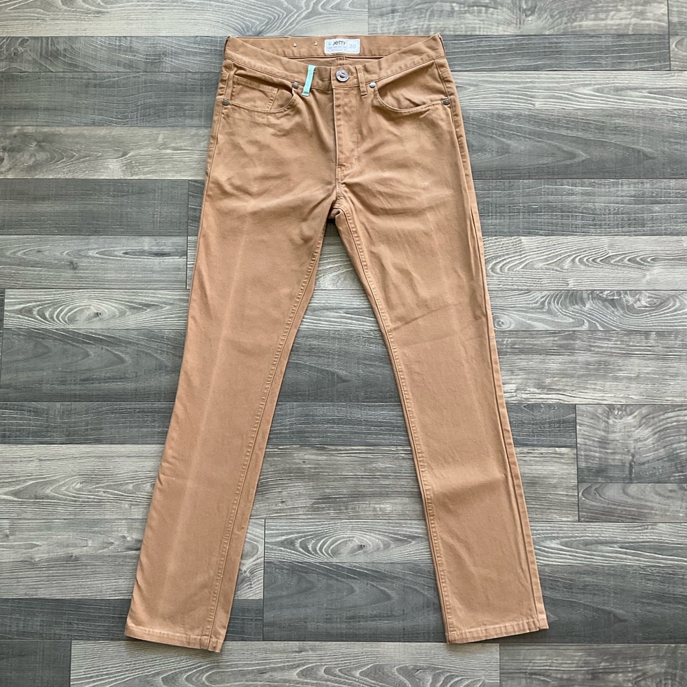 30x30 Jetty The Bedrock Pants Men’s Brown Slim Straight Stretch Canvas